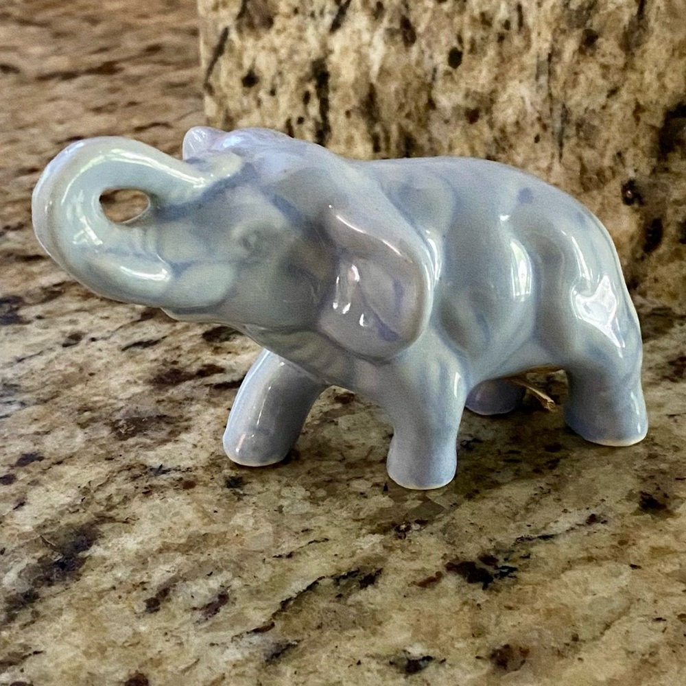 Vintage 1946 Baby Blue Porcelain Elephant Figurine